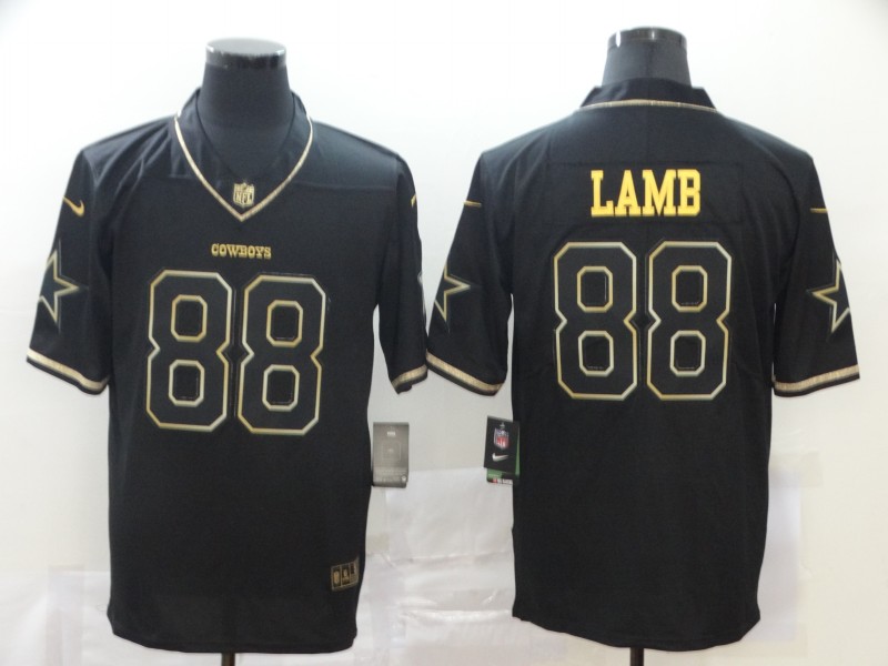 Men's Dallas Cowboys #88 CeeDee Lamb Black Golden Stitched Jersey